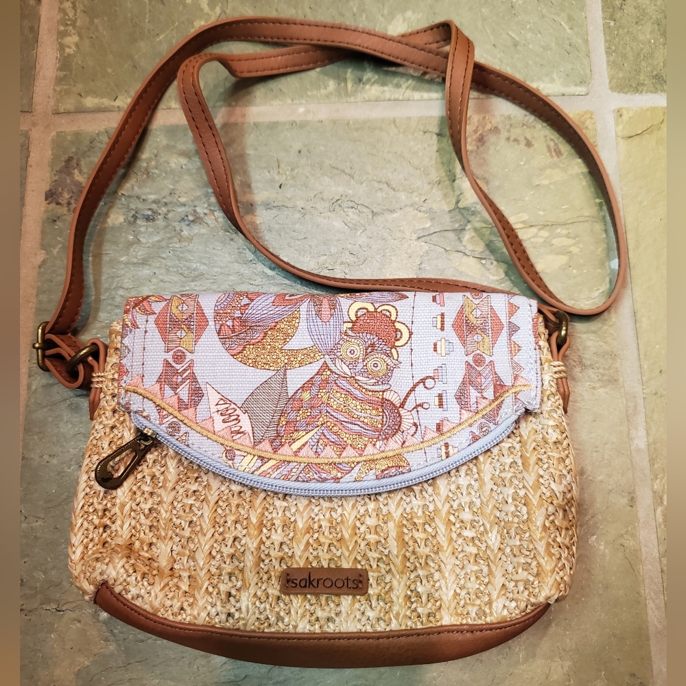 Sakroots Tan and Brown Crossbody Bag